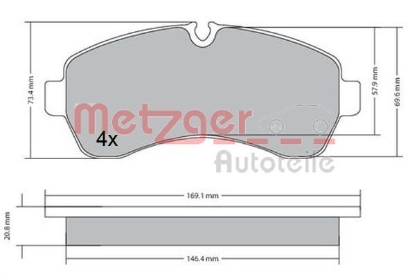 METZGER 1170521 Brake pad set Front Axle, excl. wear warning contact, with brake caliper screws, with anti-squeak plate, with accessories