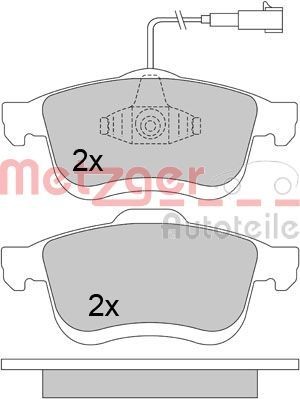 METZGER 1170542 Brake pad set Front Axle, with integrated wear sensor, with anti-squeak plate