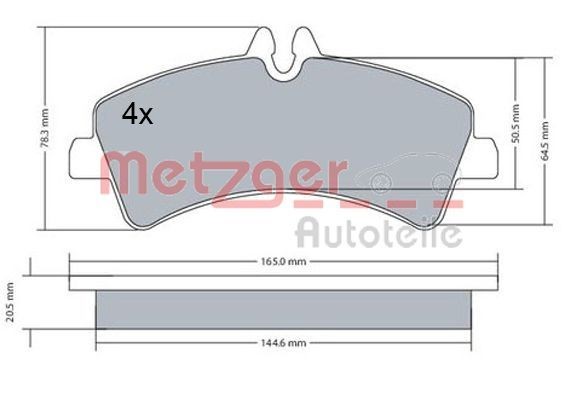 METZGER 1170543 Brake pad set Rear Axle, excl. wear warning contact, with brake caliper screws, with anti-squeak plate