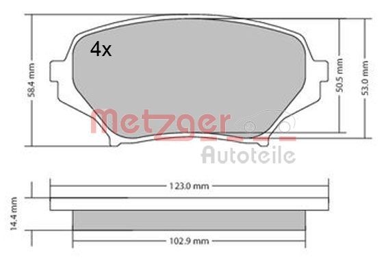 METZGER 1170589 Brake pad set Front Axle, with acoustic wear warning, with anti-squeak plate