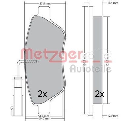METZGER 1170615 Brake pad set Front Axle, with integrated wear sensor, with brake caliper screws, with anti-squeak plate