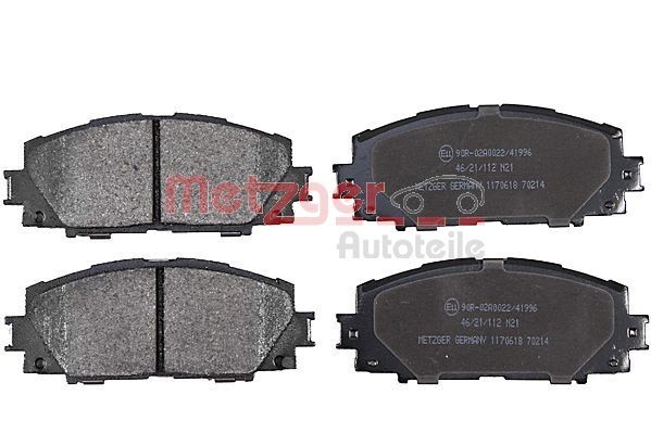 METZGER 1170618 Brake pad set Front Axle, excl. wear warning contact, with anti-squeak plate
