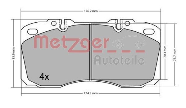 29122 METZGER Front Axle, prepared for wear indicator Height: 85,5mm, Width: 175mm, Thickness: 22mm Brake pads 1170622 buy