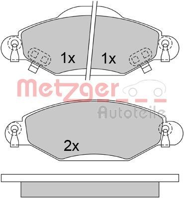 23340 METZGER Front Axle, with acoustic wear warning, with anti-squeak plate Height: 50,9mm, Width: 130,8mm, Thickness: 16,5mm Brake pads 1170632 buy