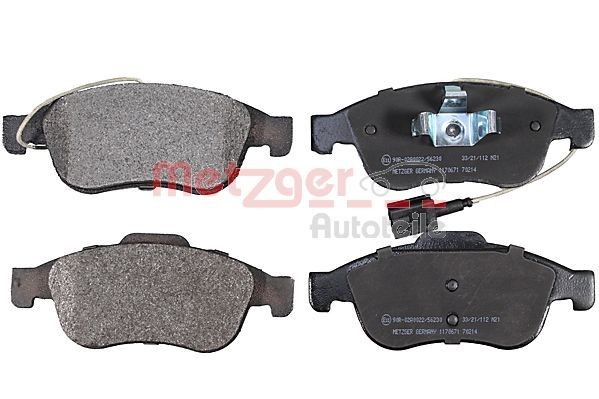METZGER 1170671 Brake pad set Front Axle, with integrated wear sensor, with anti-squeak plate