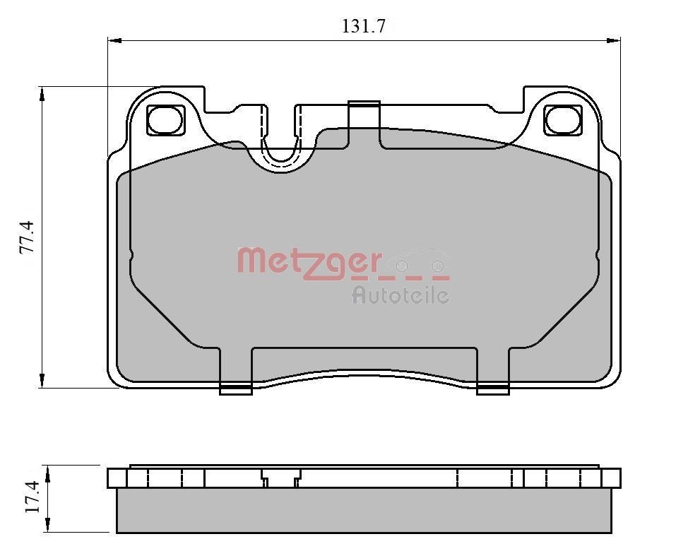 METZGER 1170789 Brake pad set Front Axle, prepared for wear indicator, with anti-squeak plate