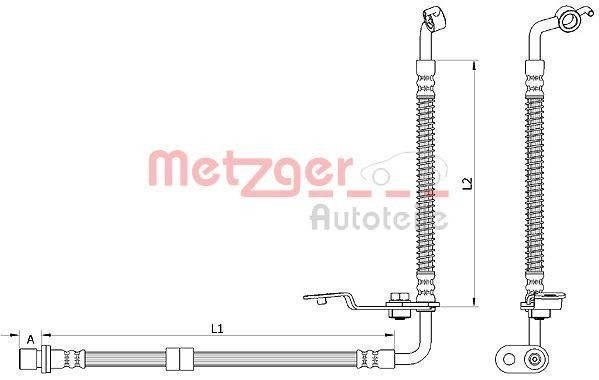 4110878 METZGER Brake flexi hose MAZDA 255, 270 mm