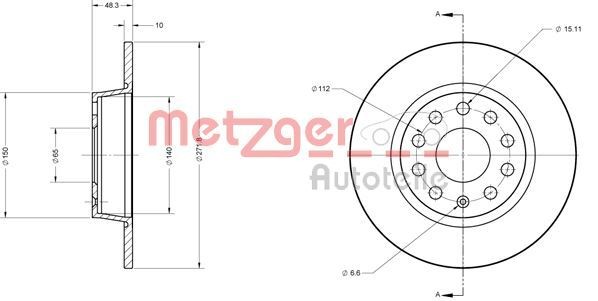METZGER Rear Axle, 272x10mm, 9x112, solid, Painted, Cross-hatch Ø: 272mm, Num. of holes: 9, Brake Disc Thickness: 10mm Brake rotor 6110108 buy