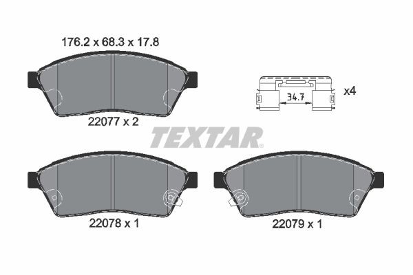 TEXTAR 2207701 Brake pads SAAB 9-4X 2011 price