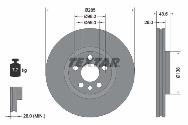 Peugeot EXPERT Brake disc set 8036255 TEXTAR 92115003 online buy