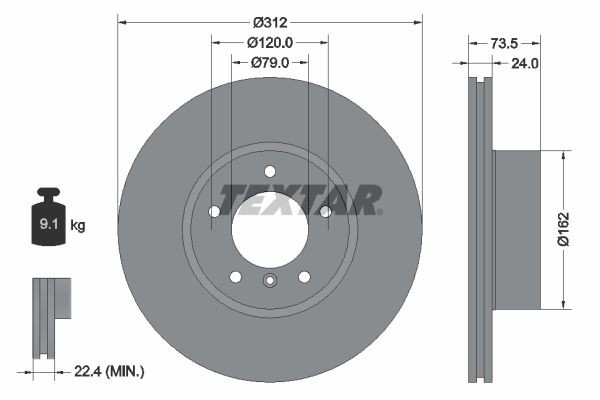 Original 92176105 TEXTAR Brake discs and rotors BMW