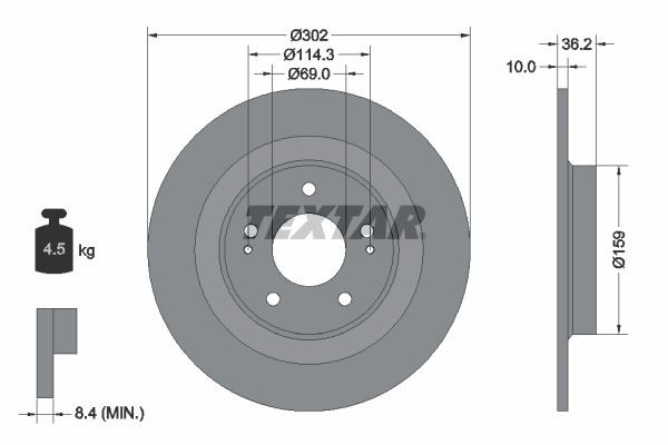 98200 2674 0 1 PRO TEXTAR PRO 302x10mm, 05/07x114,3, solid, Coated Ø: 302mm, Brake Disc Thickness: 10mm Brake rotor 92267403 buy