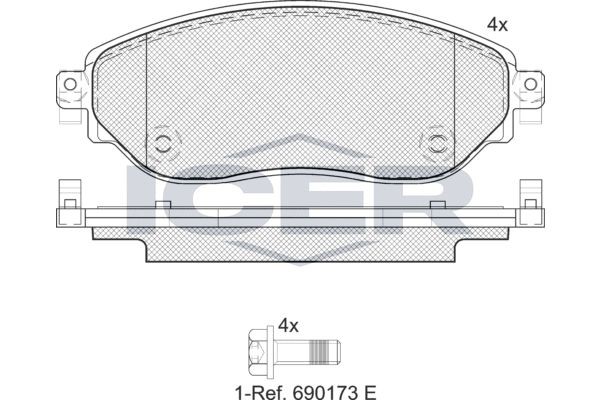 142219 ICER Brake pad set OPEL Axle Vers.: Front