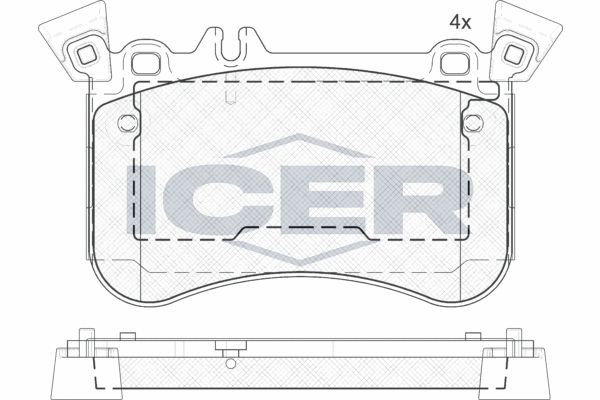 182042-203 ICER Brake pad set MERCEDES-BENZ Axle Vers.: Front