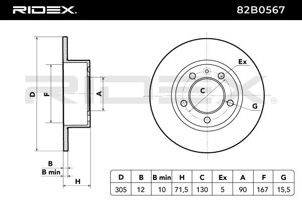 82B0567 Bremsscheibe RIDEX - Markenprodukte billig