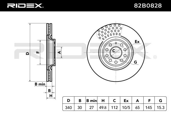 RIDEX 82B0828 Brake rotor Front Axle, 340,0x30,0mm, 5, 5/10x112,0, Vented