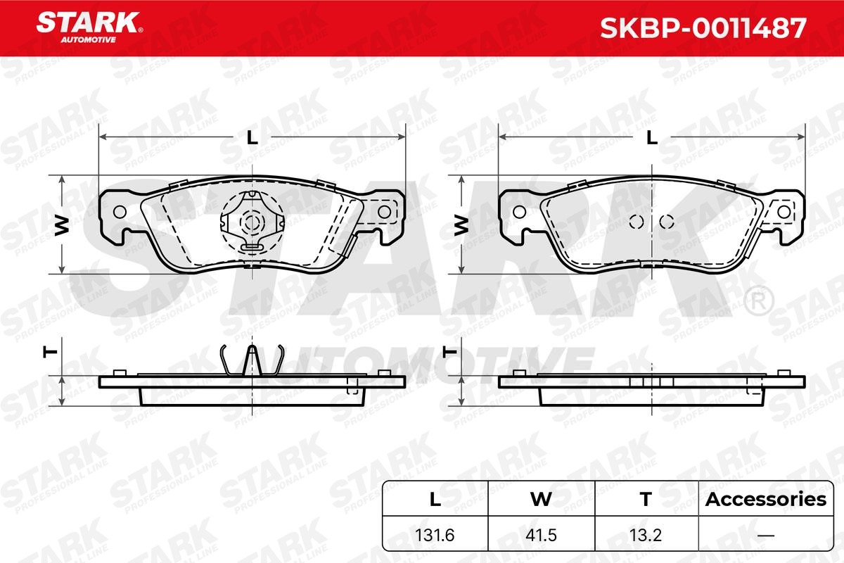 SKBP-0011487 Set of brake pads SKBP-0011487 STARK Rear Axle, incl. wear warning contact
