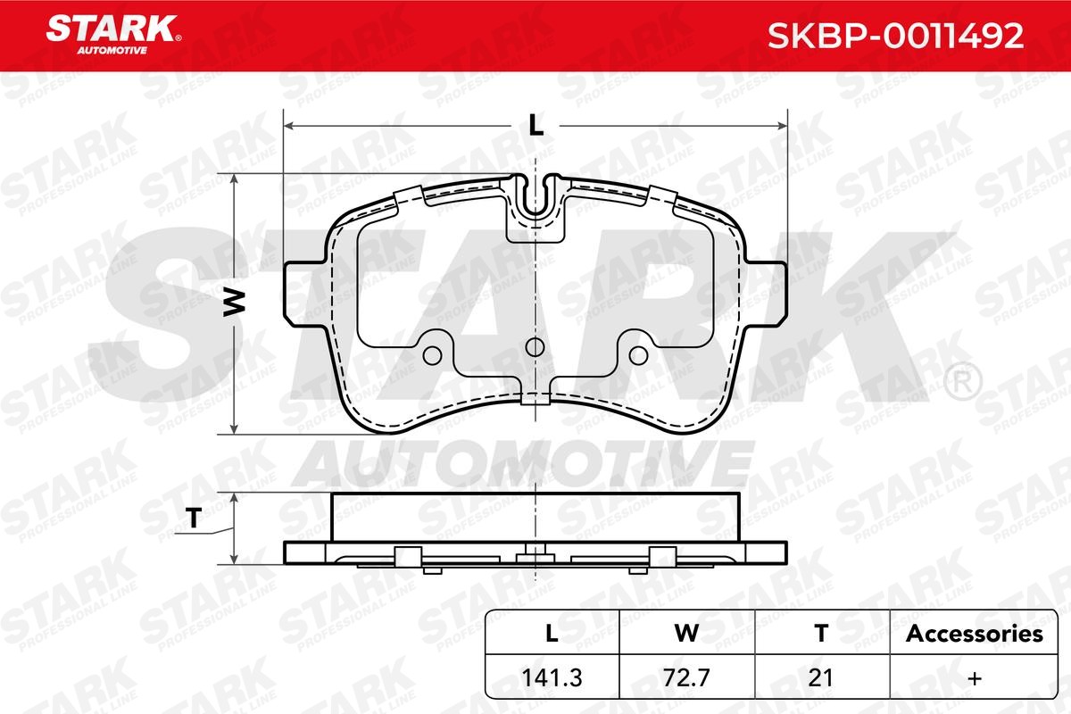 STARK SKBP-0011492 Brake pad set Rear Axle, prepared for wear indicator