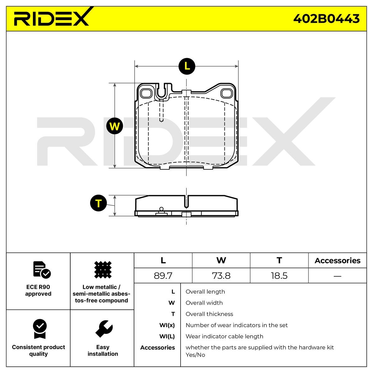 RIDEX Brake pad set, disc brake 402B0443 buy online