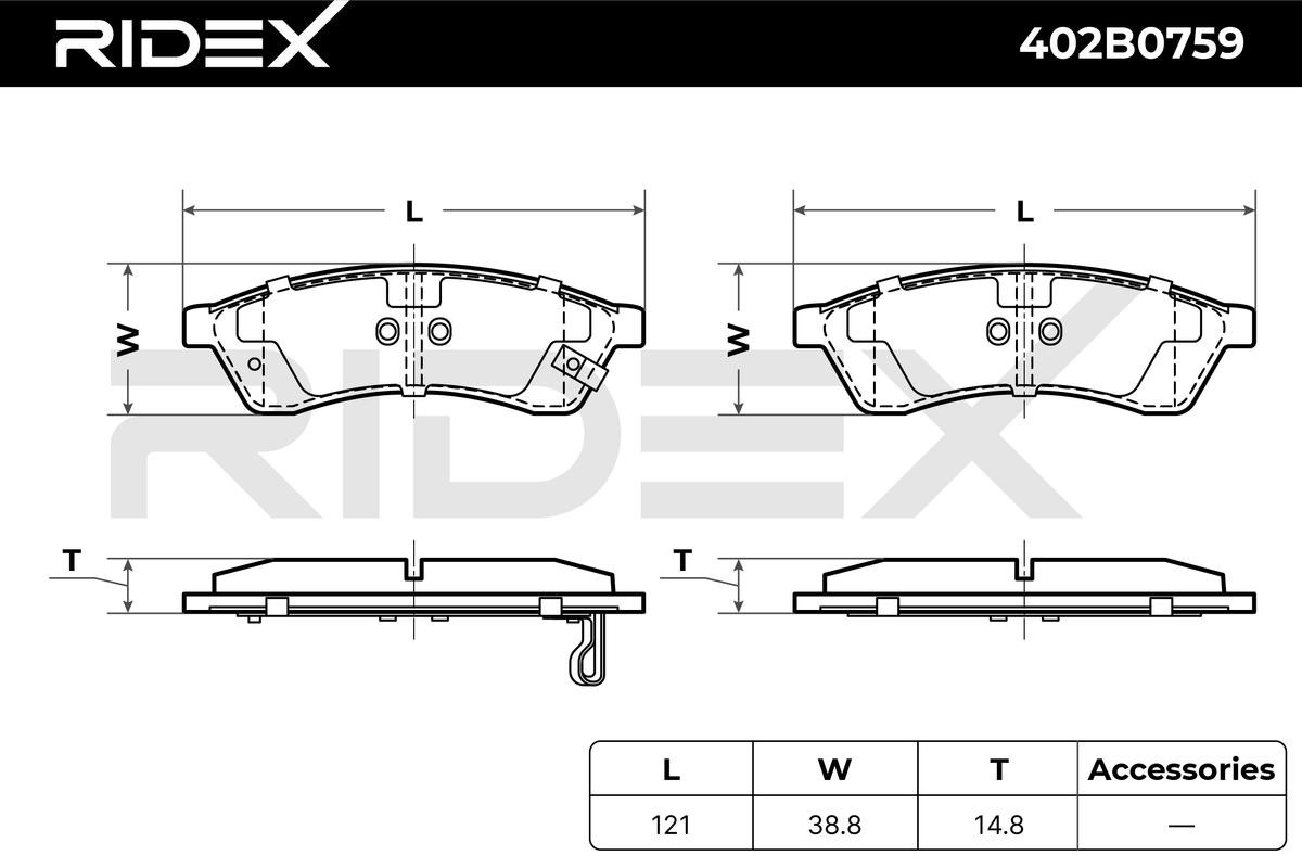 RIDEX Brake pad set, disc brake 402B0759 buy online