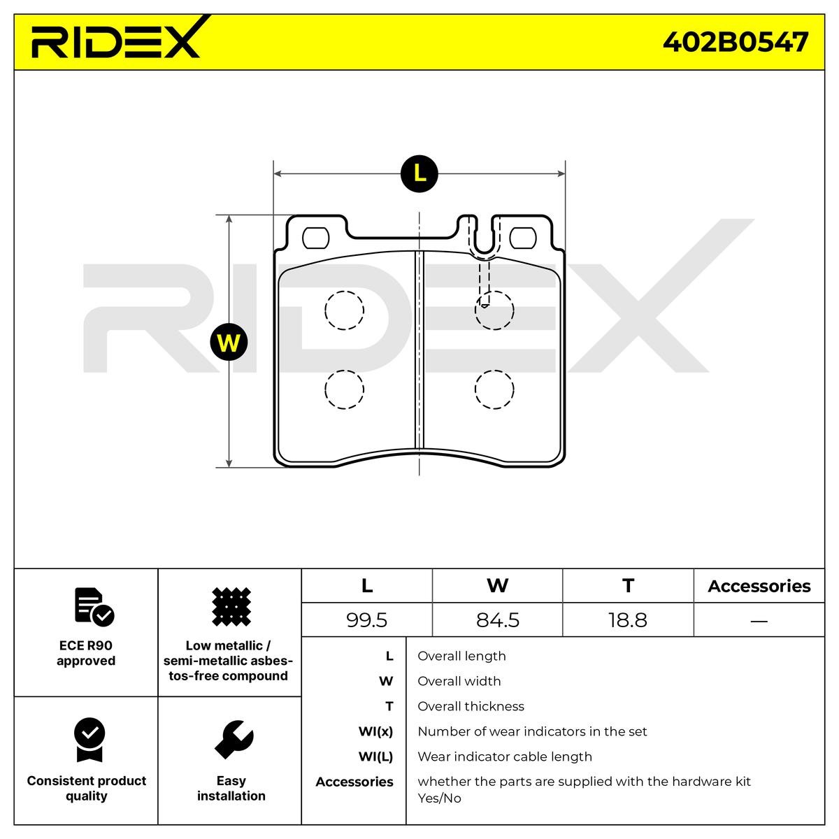 RIDEX Brake pad set, disc brake 402B0547 buy online