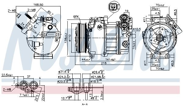 890125 Compressor, air conditioning 890125 NISSENS PXV16, 12V, PAG 46, R 134a