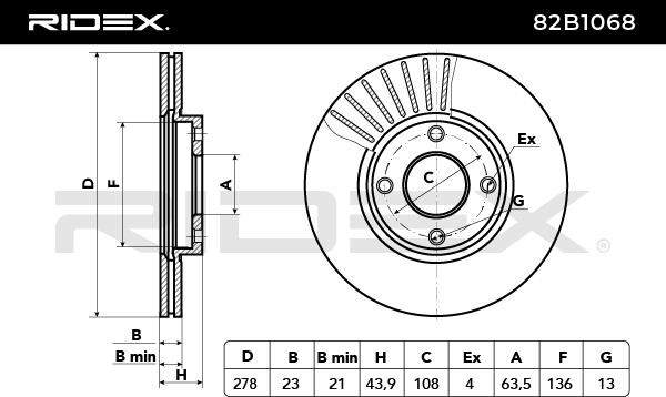82B1068 Bremsscheiben RIDEX 82B1068 - Große Auswahl - stark reduziert