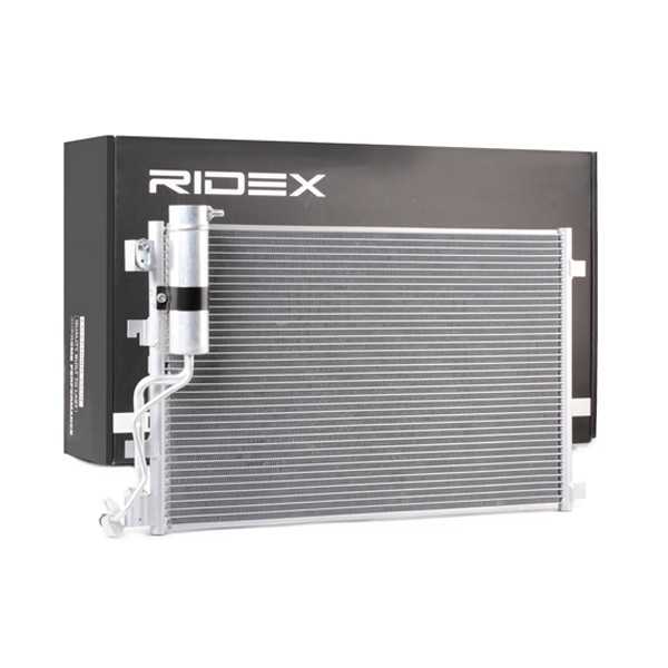 RIDEX 448C0132 Air conditioning condenser with dryer, without sensor, with screw connection, Aluminium, 615mm