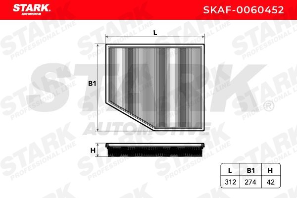 SKAF-0060452 Air filter SKAF-0060452 STARK 42mm, 274mm, 312mm, pentagonal, Air Recirculation Filter, Filter Insert