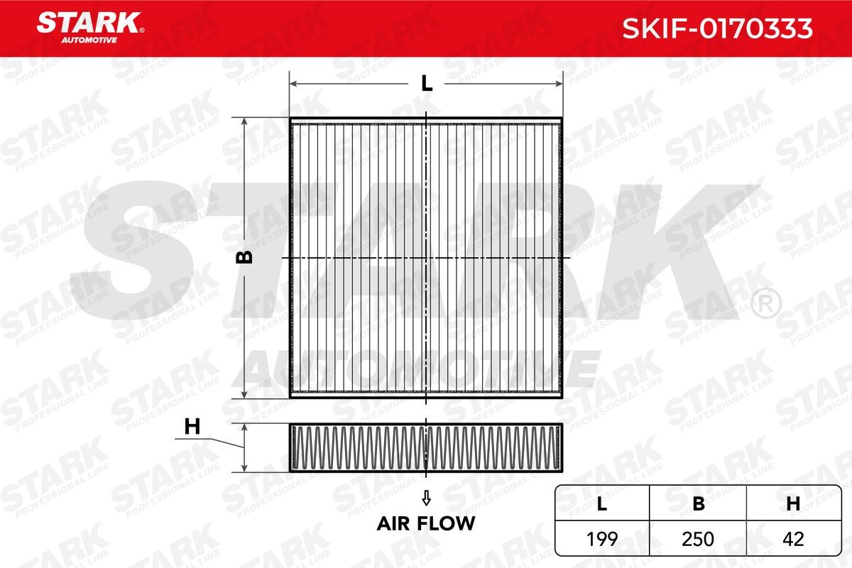 STARK SKIF-0170333 Pollen filter Pollen Filter, 199 mm x 250 mm x 42 mm