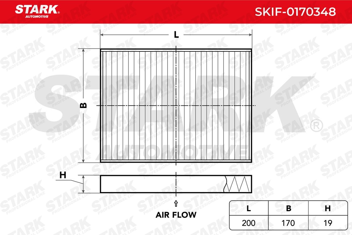 STARK SKIF-0170348 Pollen filter Particulate Filter, 200 mm x 170 mm x 19 mm