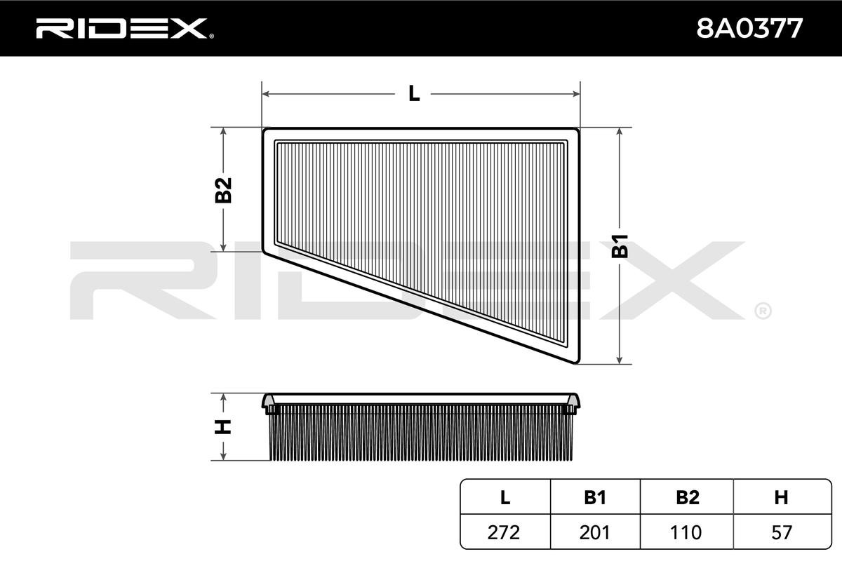 RIDEX 8A0377 Air filter 57mm, 201mm, 272mm, Filter Insert