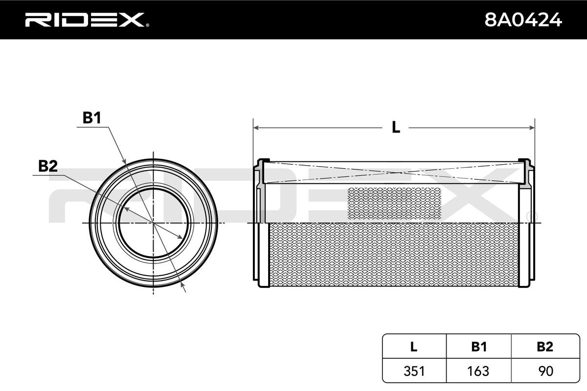 RIDEX | Filtro aria motore 8A0424