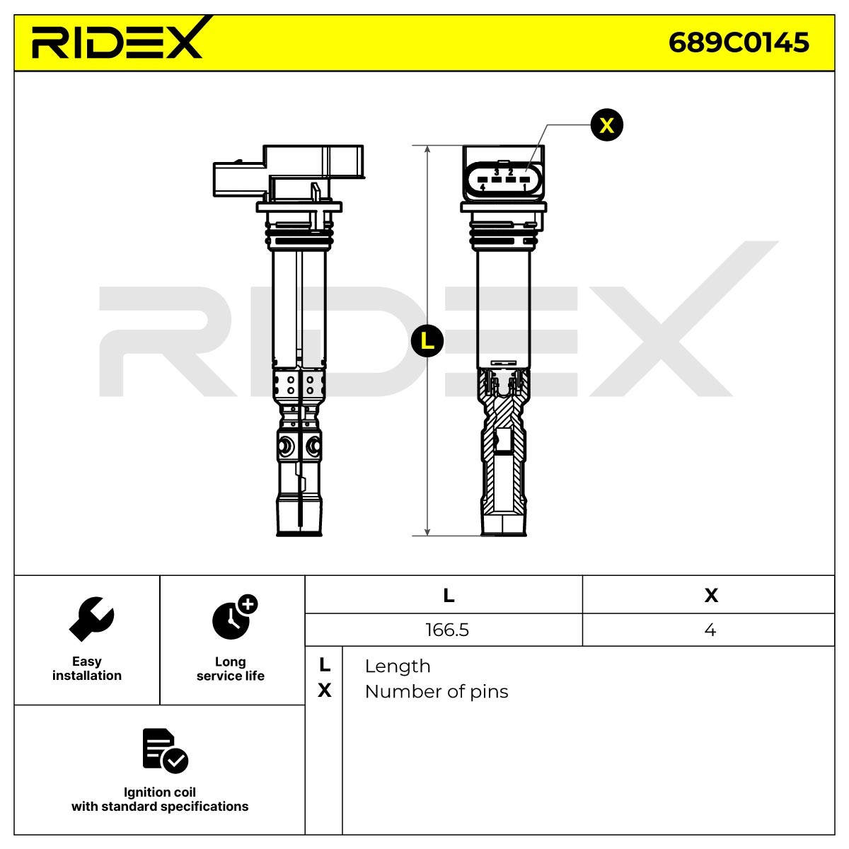 OEM-quality RIDEX 689C0145 Ignition coil pack
