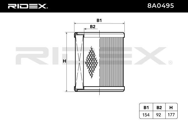 RIDEX 8A0495 Engine filter 177mm, 160mm, Filter Insert