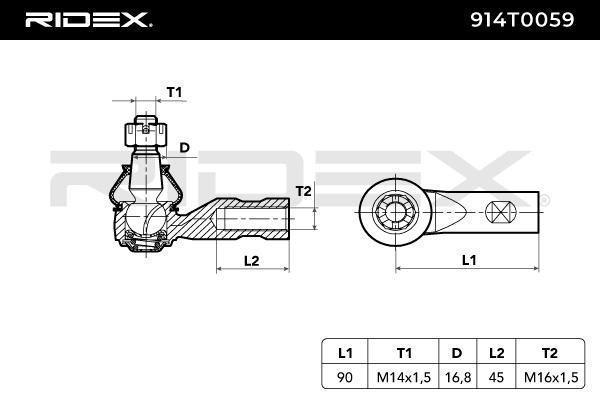 OEM-quality RIDEX 914T0059 Track rod end