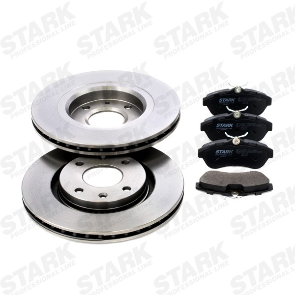 STARK Front Axle, Vented, not prepared for wear indicator Ø: 266mm, Brake Disc Thickness: 22mm Brake discs and pads SKBK-1090190 buy