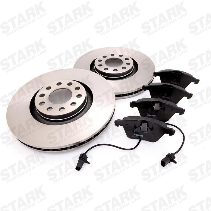 STARK SKBK-1090192 Brake discs and pads set Front Axle, Vented, with anti-squeak plate, incl. wear warning contact