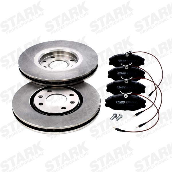 STARK Front Axle, Vented, incl. wear warning contact Ø: 283mm, Brake Disc Thickness: 26mm Brake discs and pads SKBK-1090194 buy