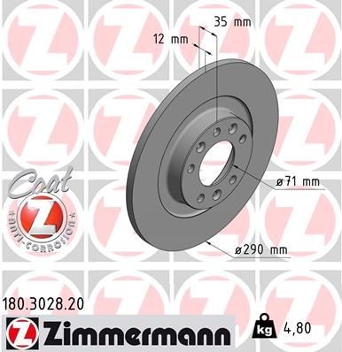 ZIMMERMANN COAT Z 180.3028.20 Brake disc 16 095 830 80