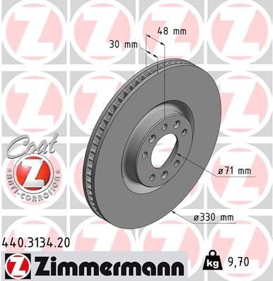 ZIMMERMANN COAT Z 440.3134.20 Disco de freno 330x30mm, 8/5, 5x108, ventilación interna, revestido