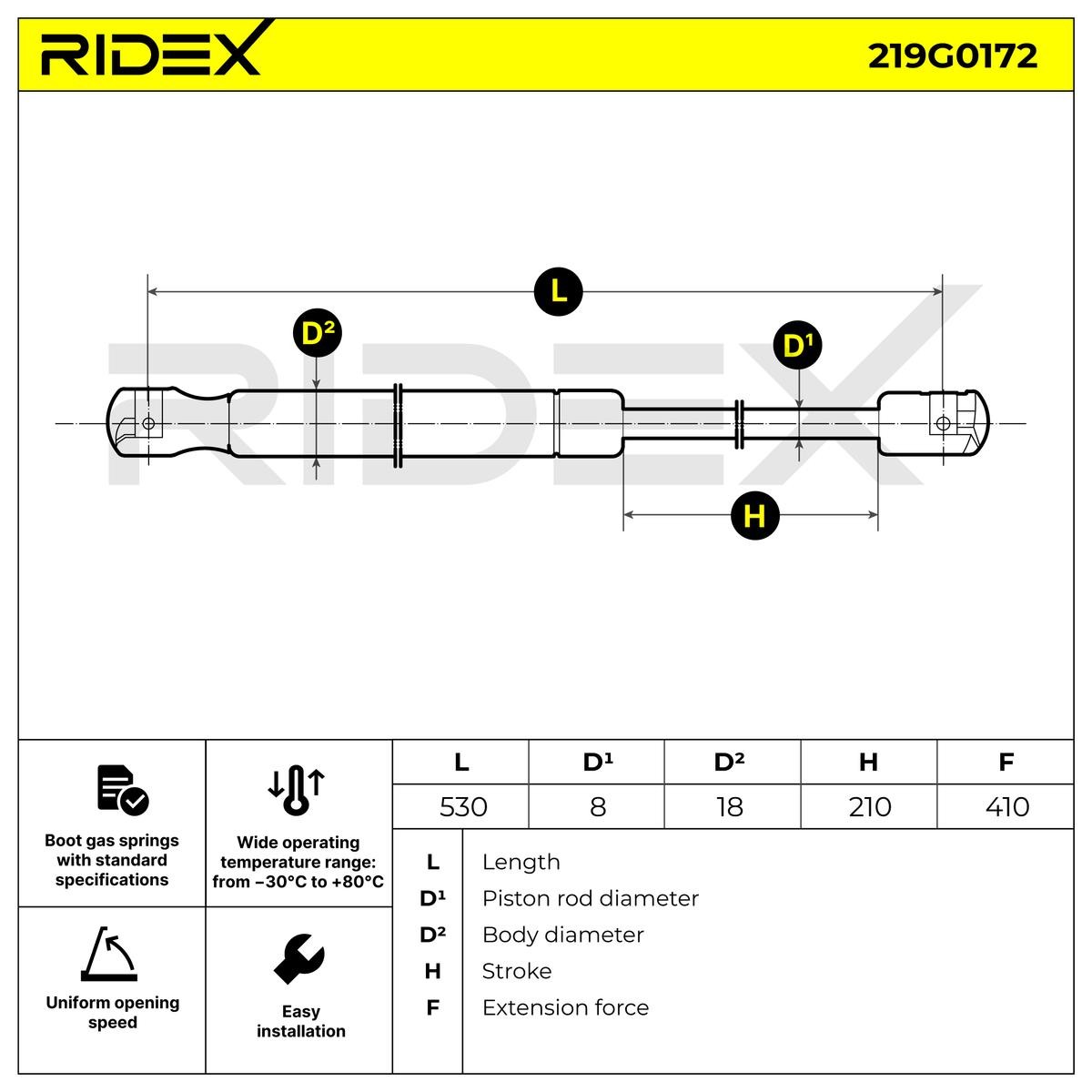 Tailgate strut 219G0172 from RIDEX