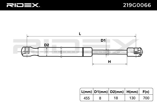 RIDEX | Gasfeder Heckklappe 219G0066 für Ford Focus Mk1