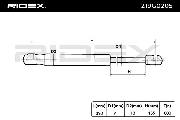219G0205 Kofferraum Dämpfer RIDEX 219G0205 - Große Auswahl - stark reduziert