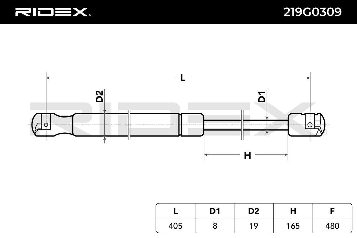 OEM-quality RIDEX 219G0309 Tailgate gas struts