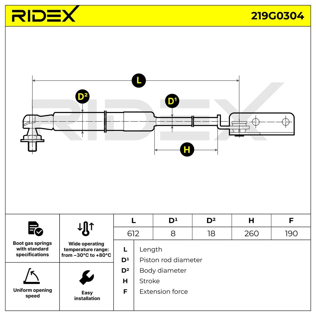 RIDEX Pistoncini bagagliaio 219G0304 acquisto online