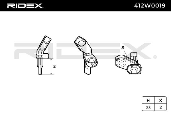 RIDEX ABS wheel speed sensor 412W0019