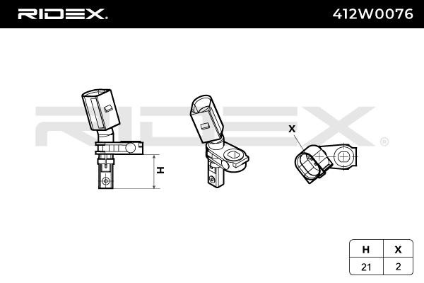 RIDEX ABS wheel speed sensor 412W0076