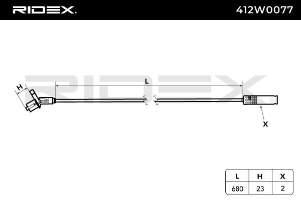 RIDEX 412W0077 ABS sensor Rear Axle both sides, 800mm