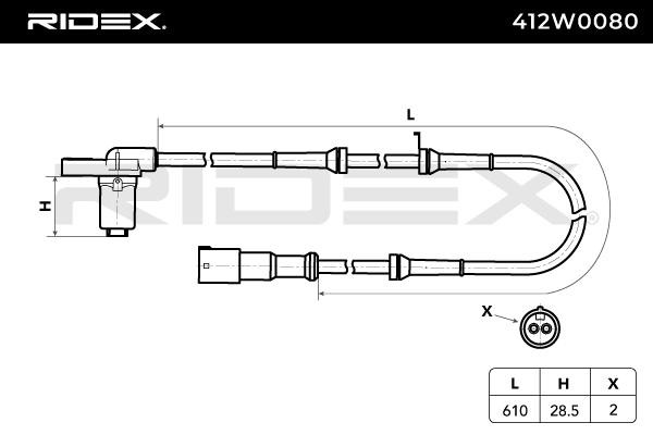 RIDEX ABS wheel speed sensor 412W0080 for RENAULT MEGANE, SCÉNIC